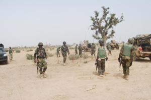 Nigerian soldiers fighting Boko Haram in the north
