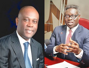 Herbert-Wigwe, Access Bank Group MD, left and Phillips Oduoza, UBA MD